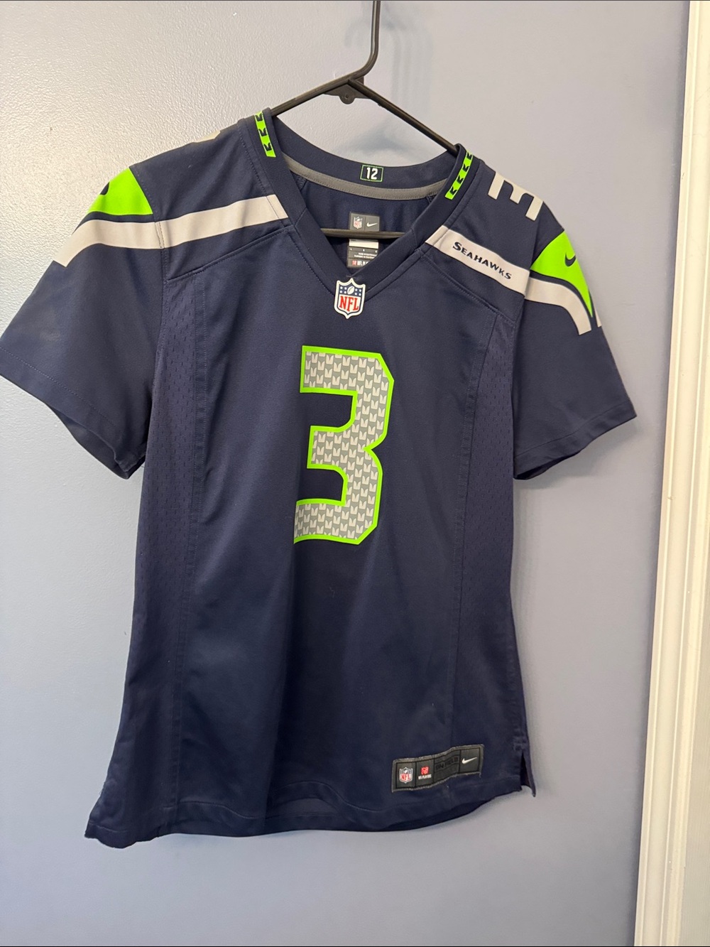 Nike Seahawks #3 Navy and Neon Green Women's Jersey